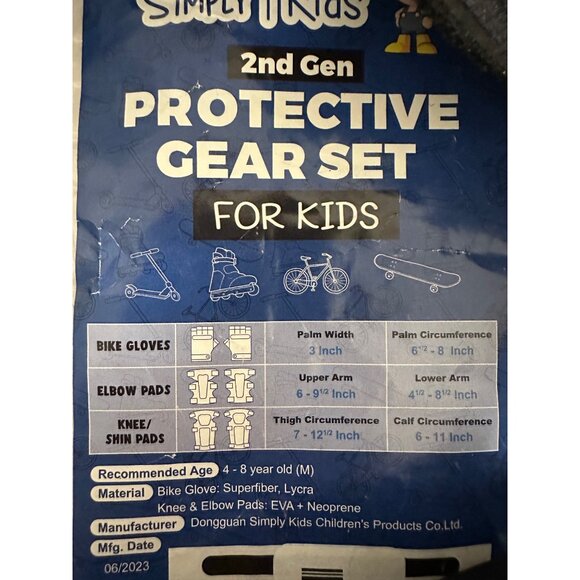Simply Kids 2nd Gen Protective Gear Set For Kids - Gloves Elbow & Knee Pads Ages - Picture 8 of 10